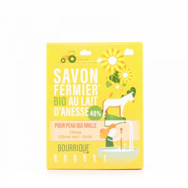 Savon au lait d’ânesse 40% Citron citron vert ortie Bourrique 100g